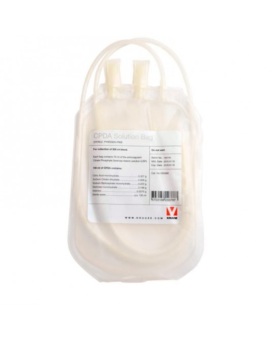 Récipient individuel pour prélèvement sanguin avec du liquide de conservation CPDA-1